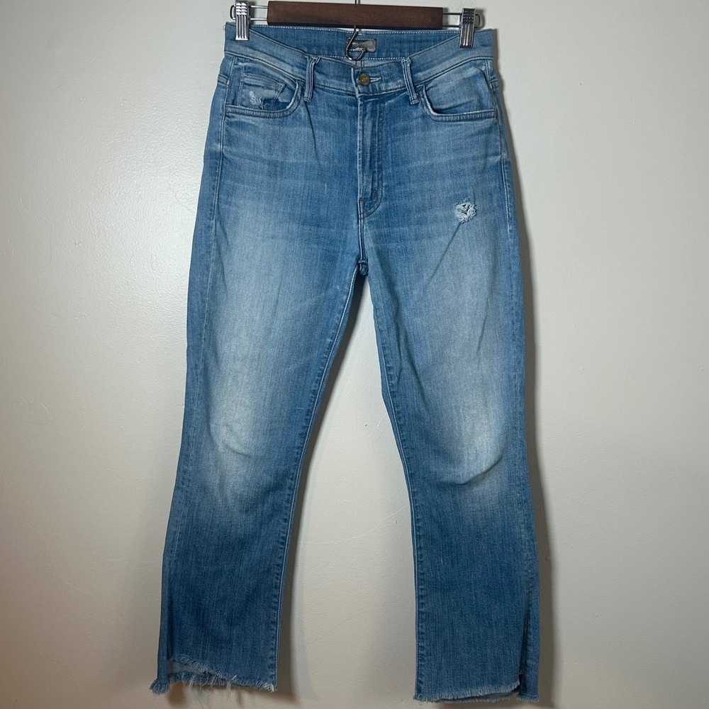 MOTHER Insider Crop Step Fray Jeans WomenSize 26 Light Wash Distressed High Rise